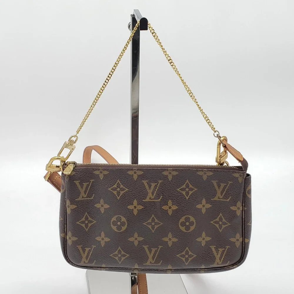 Louis Vuitton Pochette Accessoires Monogram Crossbody | LV Chain Shoulder Bag - Picture 4 of 16